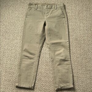 ecru Slim Chino Pants in Light Olive-Tan